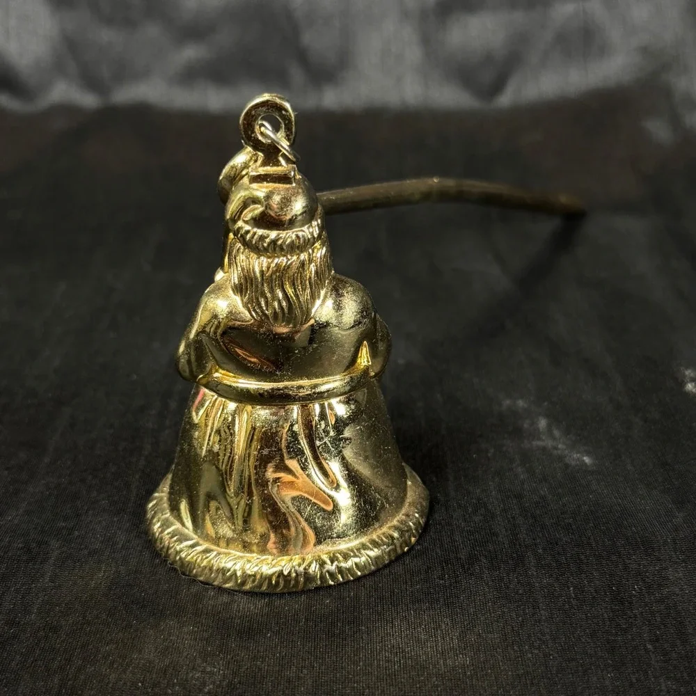 Godinger Santa Claus Candle Snuffer Gold Tone Christmas Holiday Decor Bell Snuff